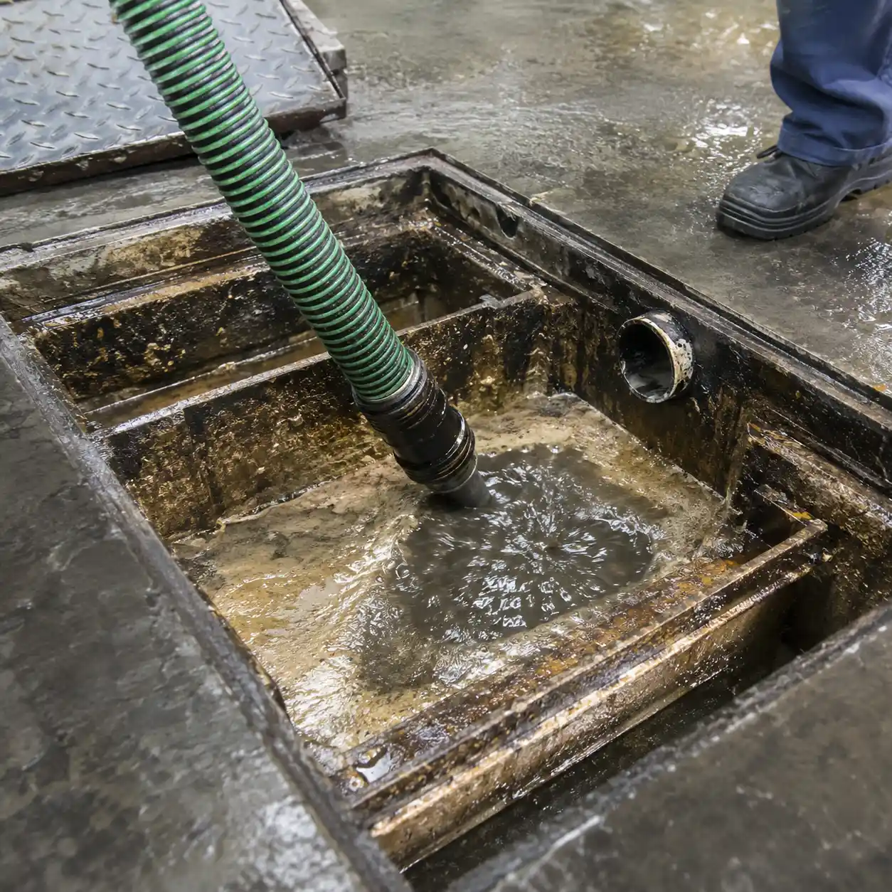 Commercial grease trap cleaning at a Providence, Rhode Island restaurant