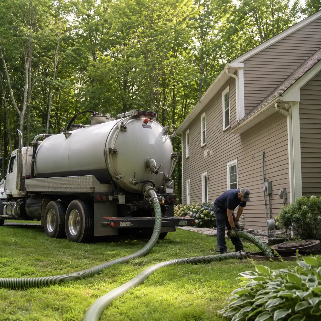 Providence Septic Services truck servicing a property in Cranston, Rhode Island