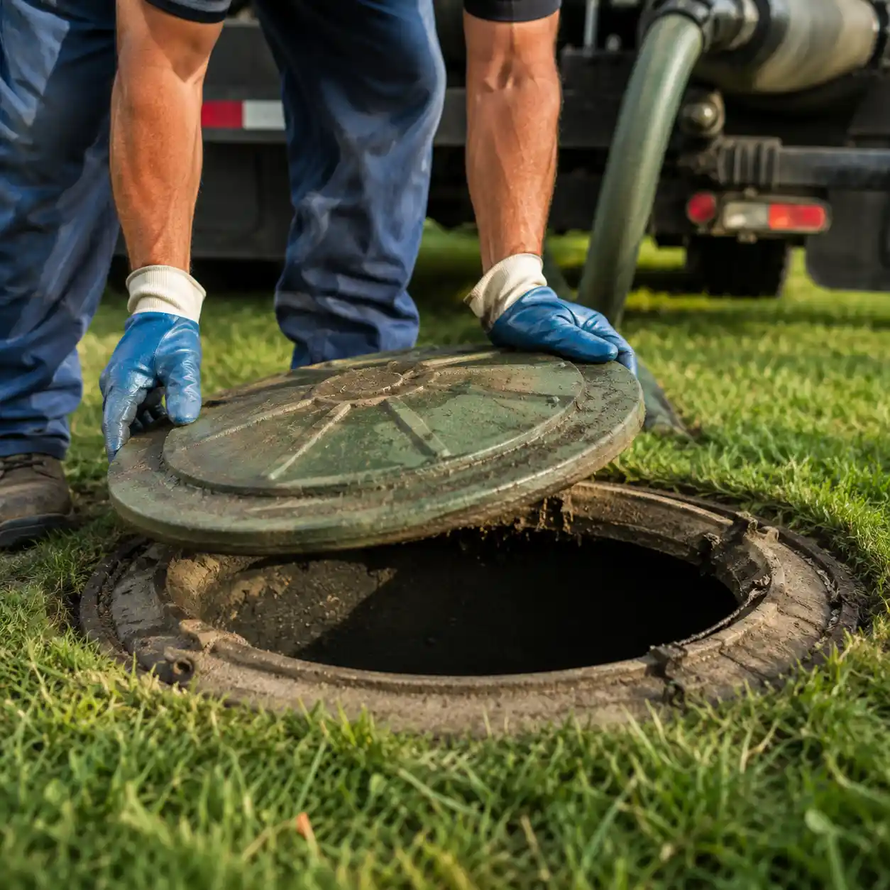 Providence Septic Services technician working at a Cranston, Rhode Island property